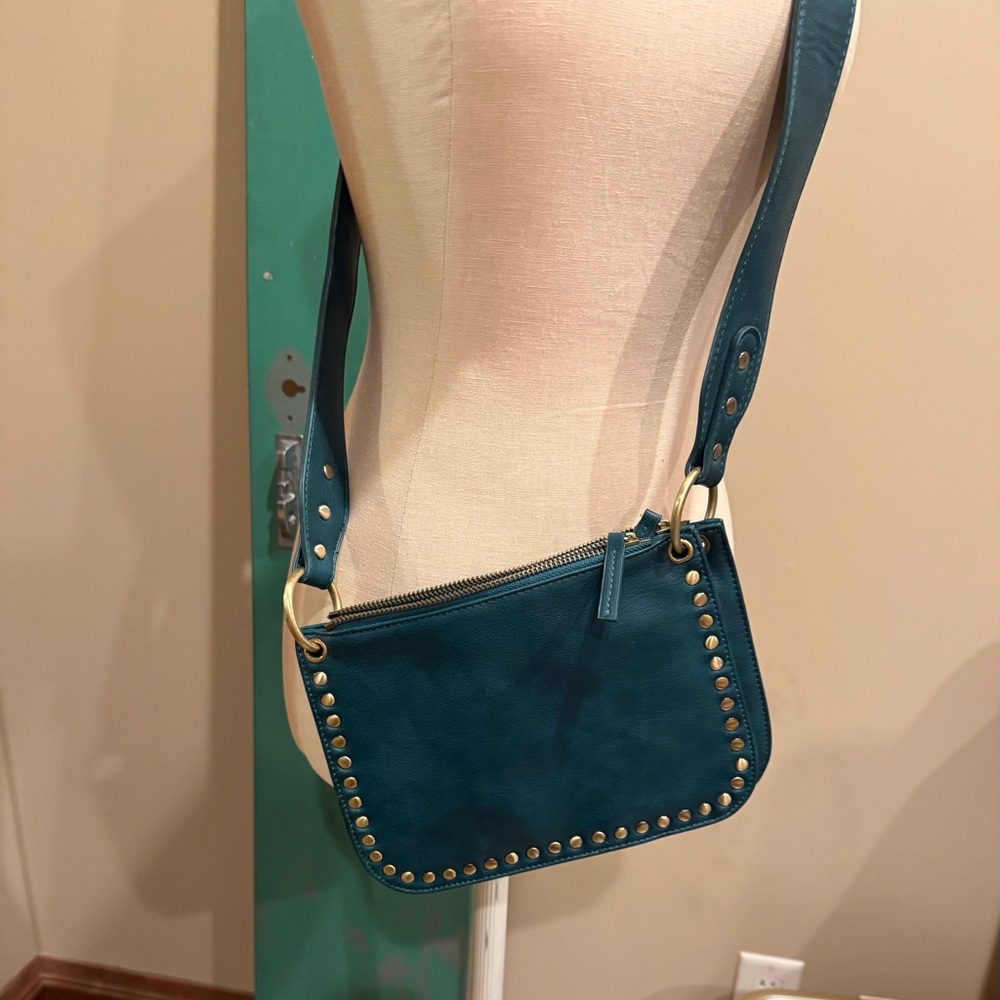 NWOT Anthropologie Teal Studded Shoulder Bag